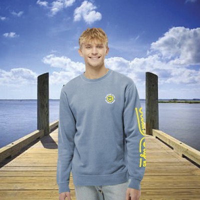 Somewhere to Smile About Crew Fleece Light Blue