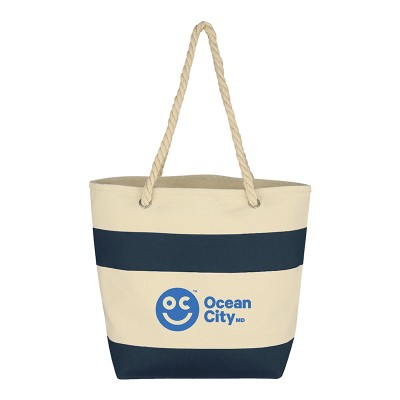 Cruising Tote Bag with Rope Handles Natural with Navy